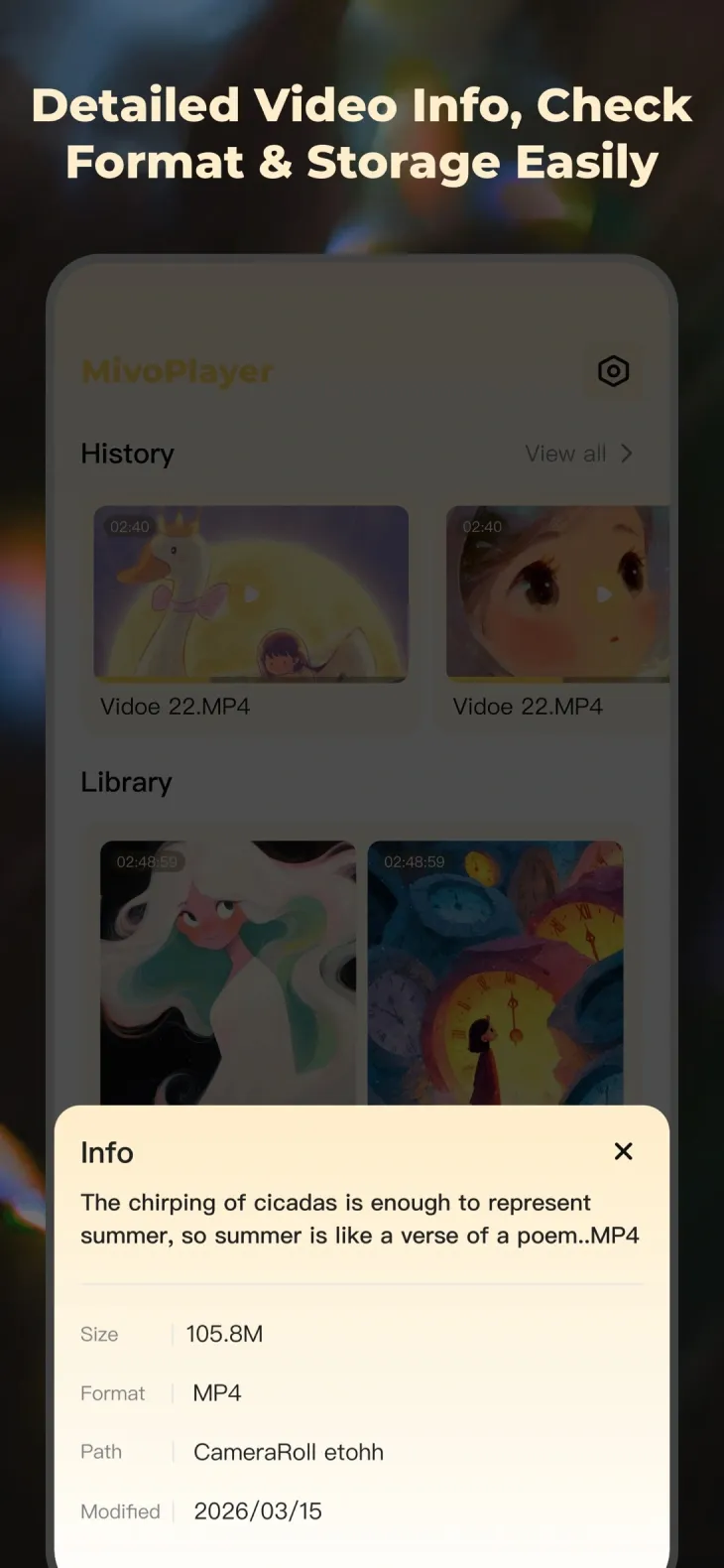 Detailed Video Info, Check Format and Storage Easily